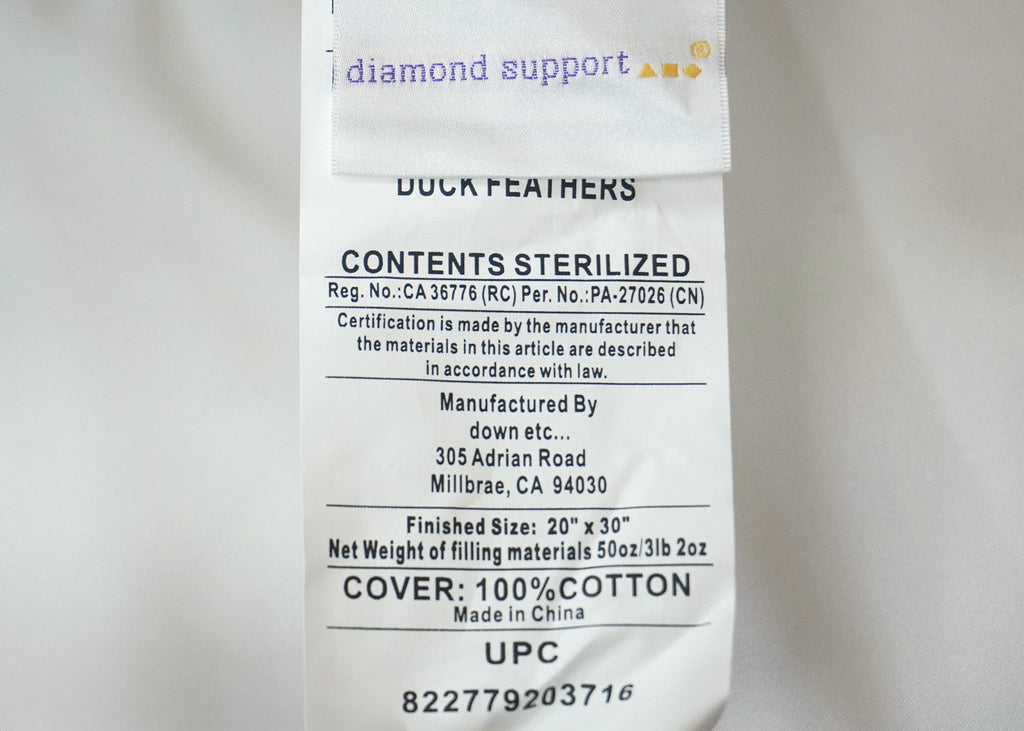 Bed Pillow, Etc. Diamond Support Feather & Medium Firm, Hypoallergenic Comfort for Sleeping, Reading and Bedroom Comfort, 4 Size Options image 10