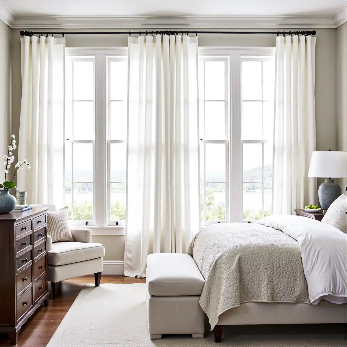 Window Curtain, Solid Linen Blend 3 in 1 Curtains (2 Panels), Lightweight Design for Bedrooms, Living Rooms and Home Privacy image 10