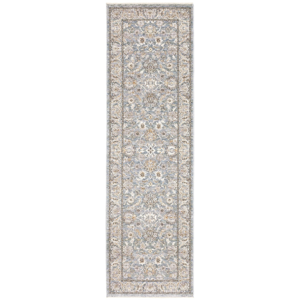 Area Rug, Maharaja 070E1 Blue Ivory for Living Rooms, Bedrooms and Entryways, 10 Size Options image 10