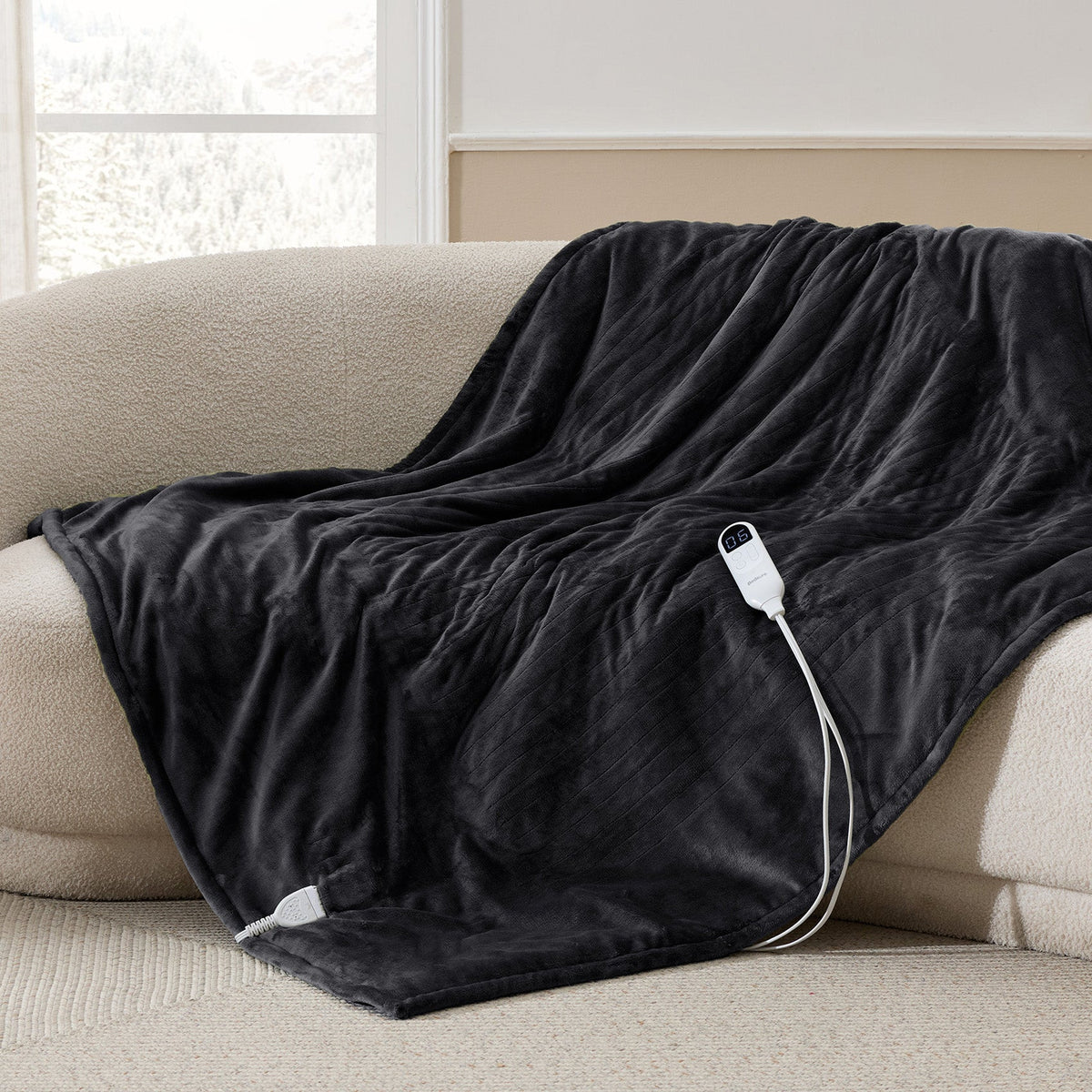 Cozy Throw Blanket, Solid Flannel Heated for Sofas, Beds and Relaxing at Home, 5 Sizes and 11 Colors image 10