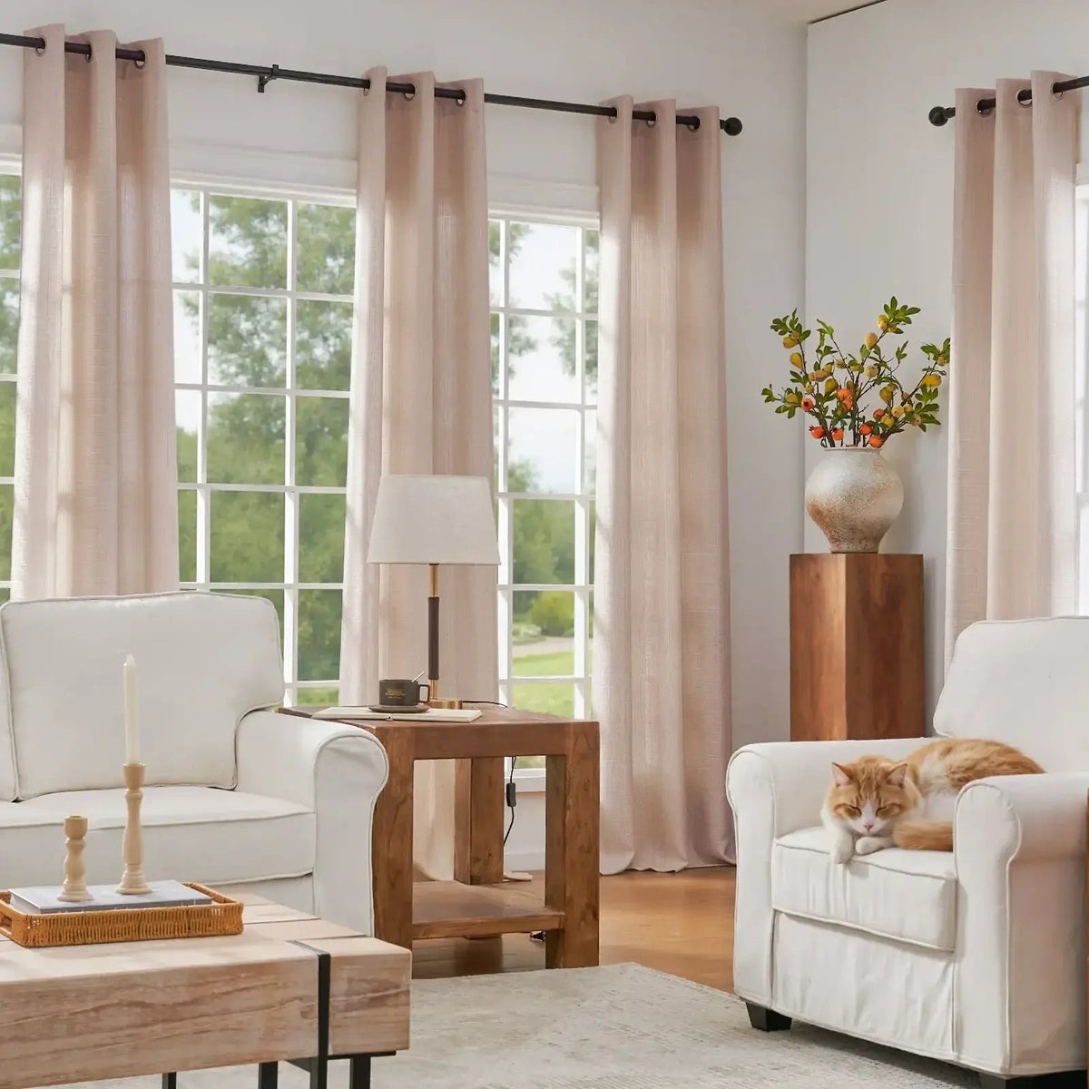 Window Curtain, Solid Linen Textured Grommet Curtains (2, Lightweight Design for Windows, Room Styling and Everyday Privacy image 10