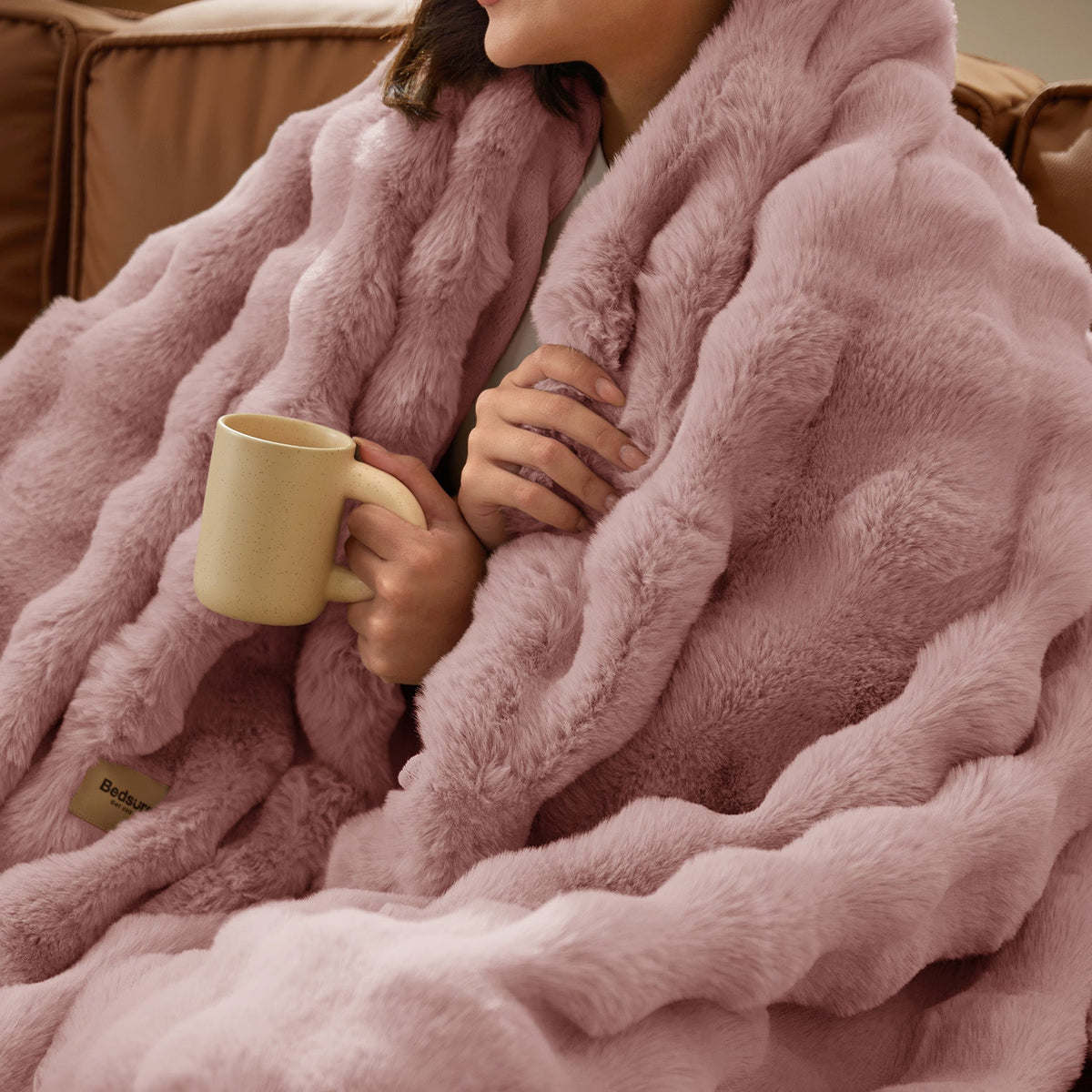 Cozy Throw Blanket, Bubble Faux Fur, Machine-Washable Care for Living Rooms, Bedrooms and Everyday Lounging, 3 Sizes and 11 Colors image 10