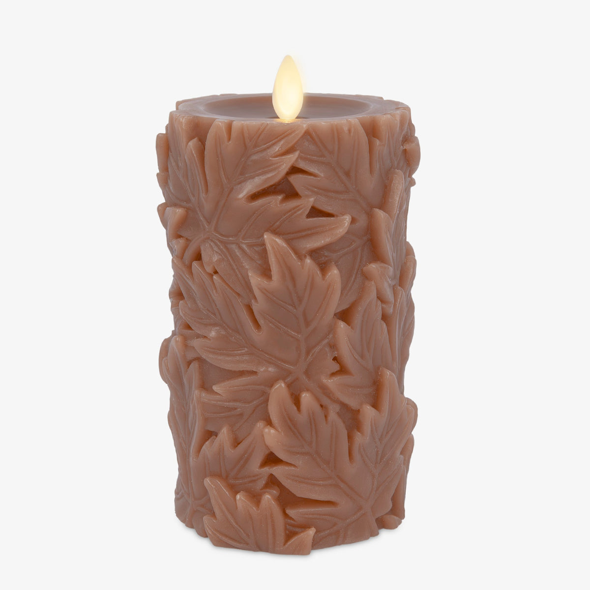 Flameless Candle, Caramel Café Embossed Leaves Pillars for Bedrooms, Living Rooms and Everyday Candlelight Ambience, 2 Size Options image 10