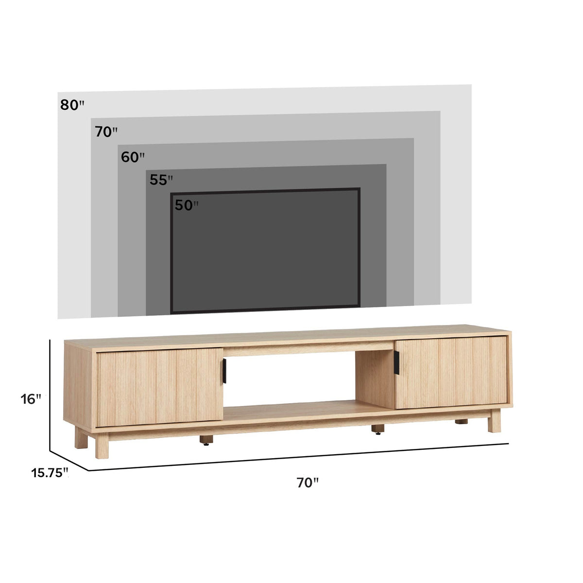 TV Stand, Reema Arundo Scandinavian Reeded for Television Displays, Consoles and Organized Living Spaces, 2 Sizes and 2 Colors image 10