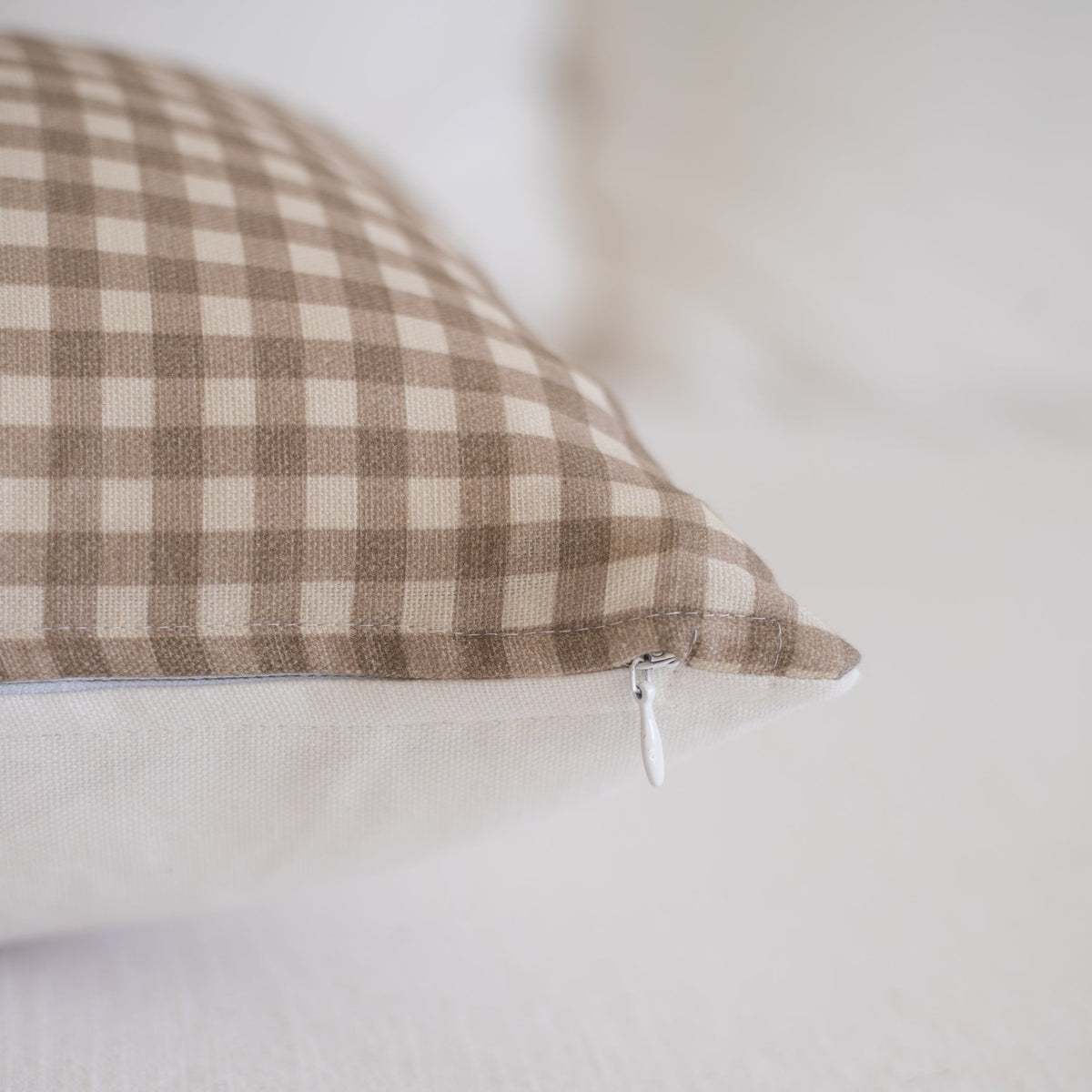 Decorative Pillow Cover Set, Tan Gingham 18" 22" 24" 26", Lightweight Design for Bedroom Styling and Living Room Decor, 5 Size Options image 10