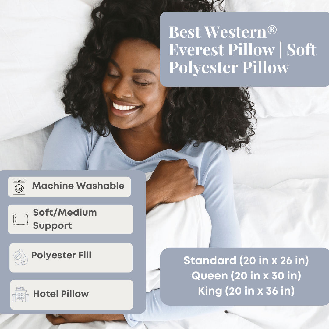 Bed Pillow, Best Western Everest Soft Polyester, Hypoallergenic Comfort for Everyday Sleep and Guest Room Bedding, 3 Size Options image 10