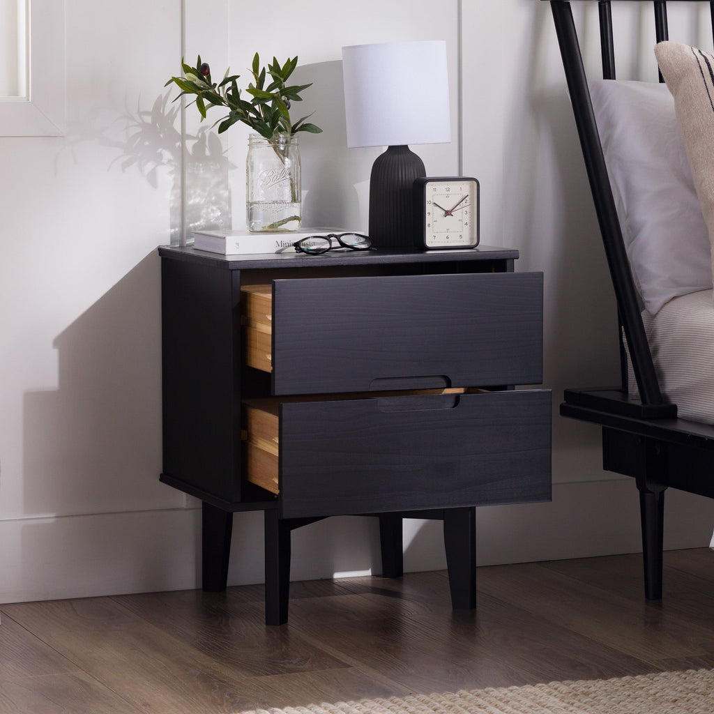Nightstand, Sloane Mid Century Modern Solid Wood, Lightweight Design for Bedside Storage, Bedroom Organization and Guest Rooms image 10