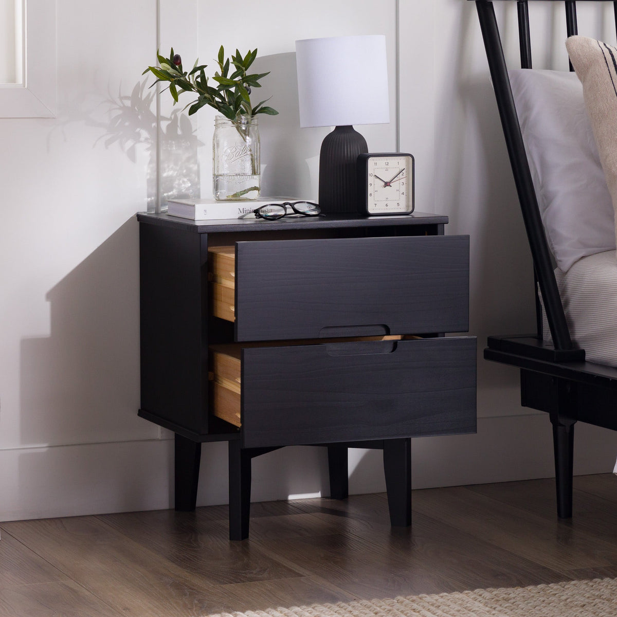 Nightstand, Sloane Mid Century Modern Solid Wood, Lightweight Design for Bedside Storage, Bedroom Organization and Guest Rooms image 10