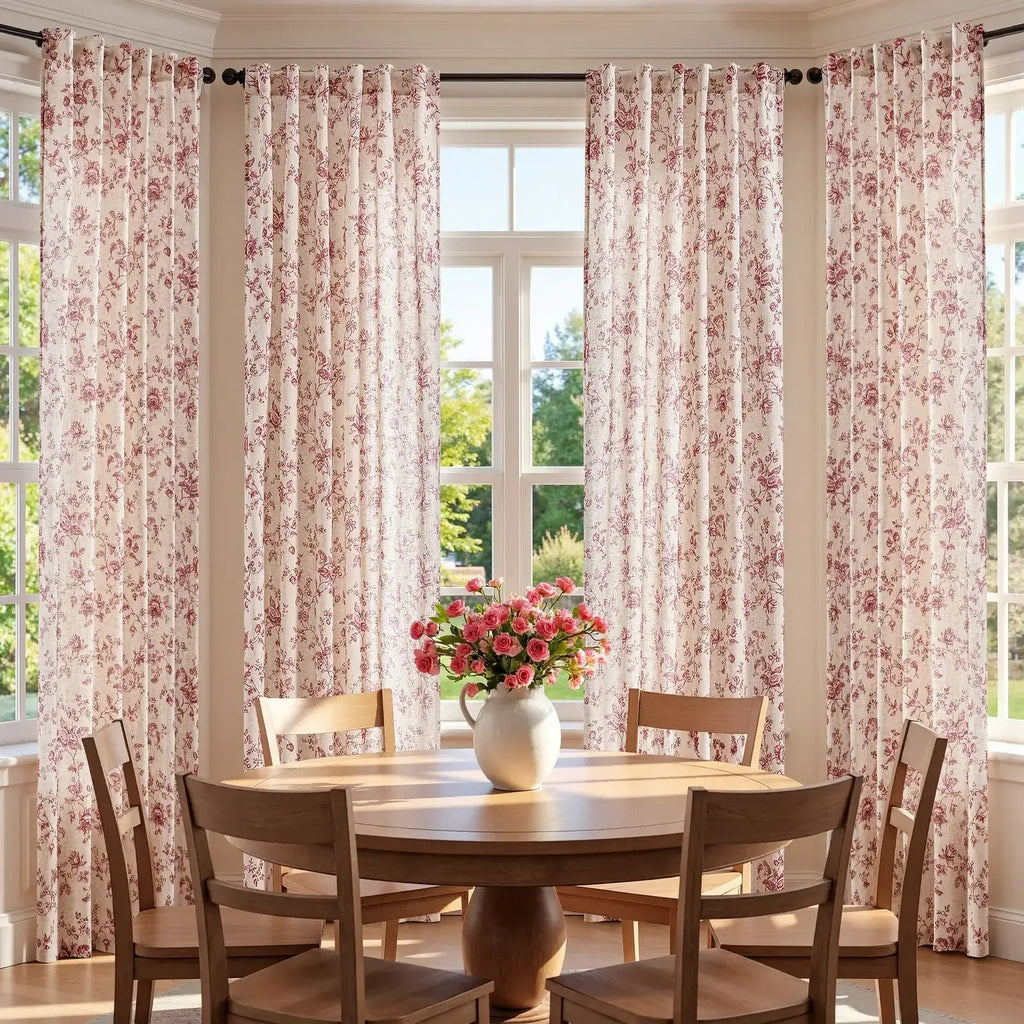Window Curtain, Amelie Floral Linen Blend Curtains (2 Panels), Machine-Washable Care for Bedrooms, Living Rooms and Home Privacy image 10