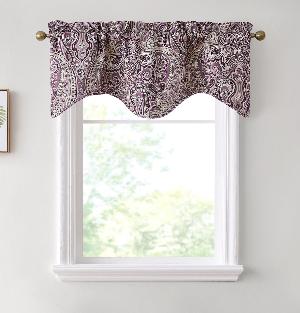 Window Curtain, Paris Paisley Floral Scalloped Valance 50 W x for Bedrooms, Living Rooms and Home Privacy, 7 Color Options image 10