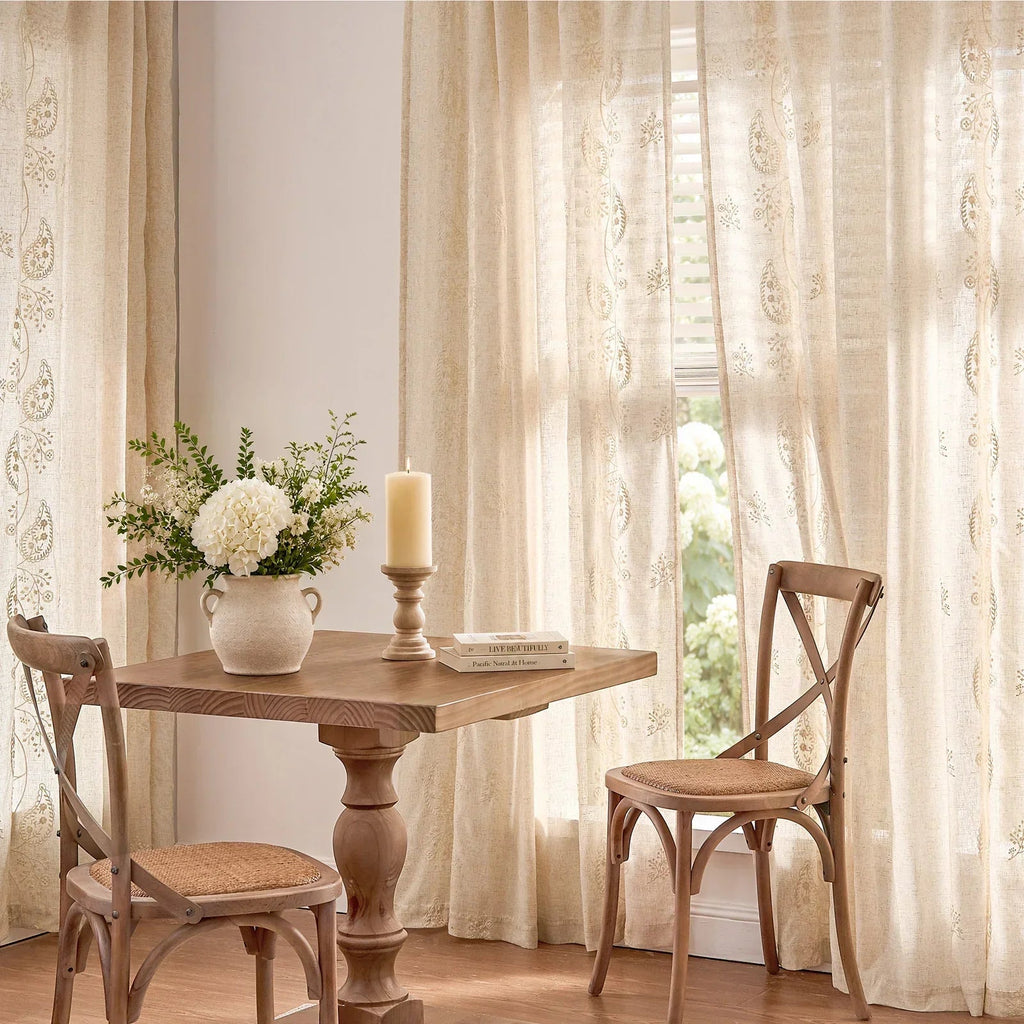 Window Curtain, Embroidered Floral Paisley Vine Linen Blend for Windows, Room Styling and Everyday Privacy, 3 Sizes and 4 Colors image 10