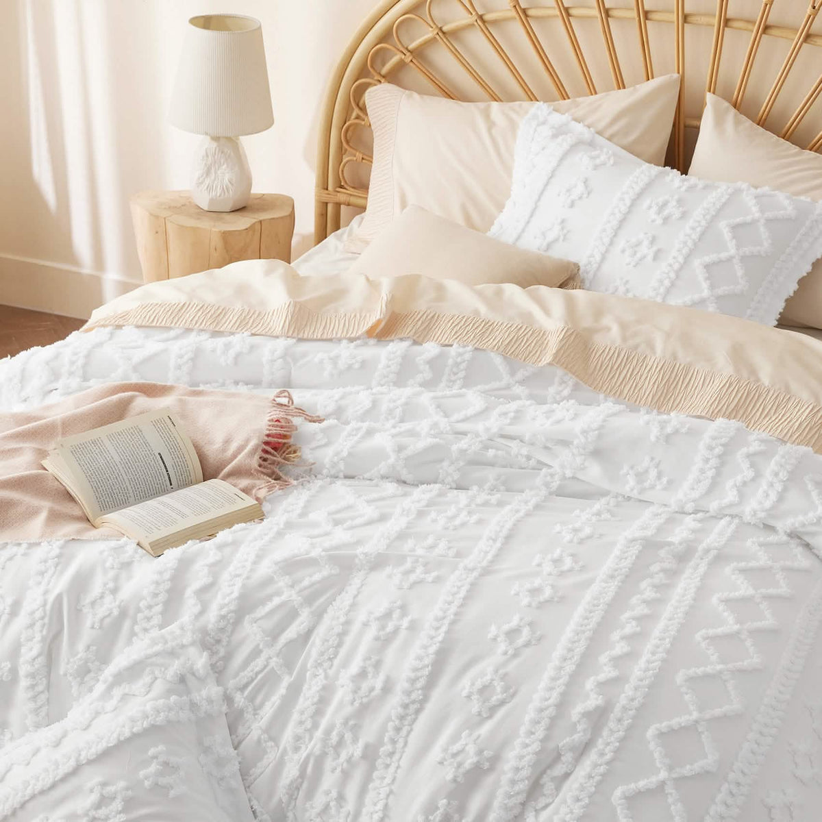 Bed Comforter, Boho Deluxe Embroidery Set, Breathable Construction, Machine-Washable Care for Everyday Bedding and Comfortable Sleep image 10