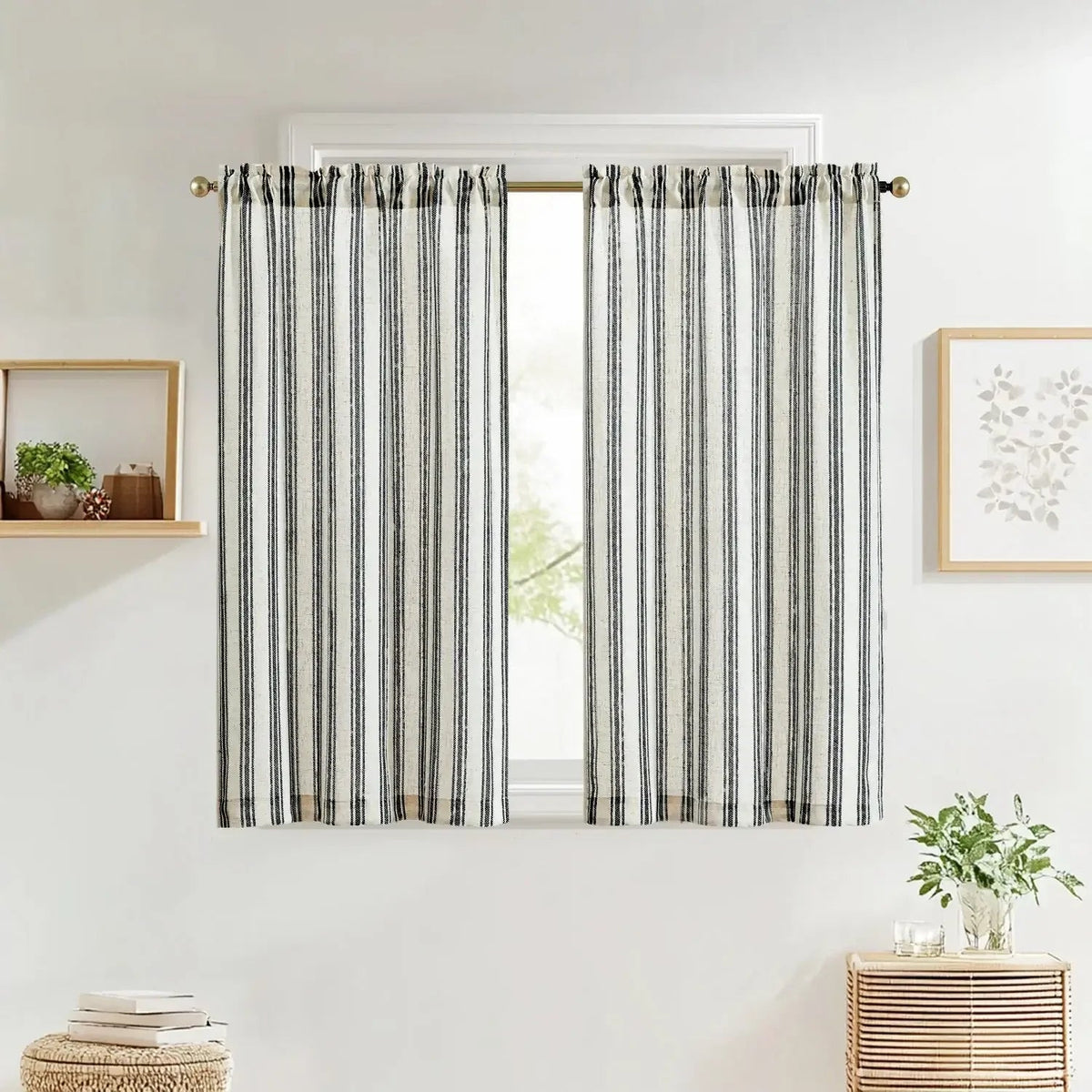 Window Curtain, Twill Striped Linen Blend Rod Pocket Kitchen, Lightweight Design for Windows, Room Styling and Everyday Privacy image 10