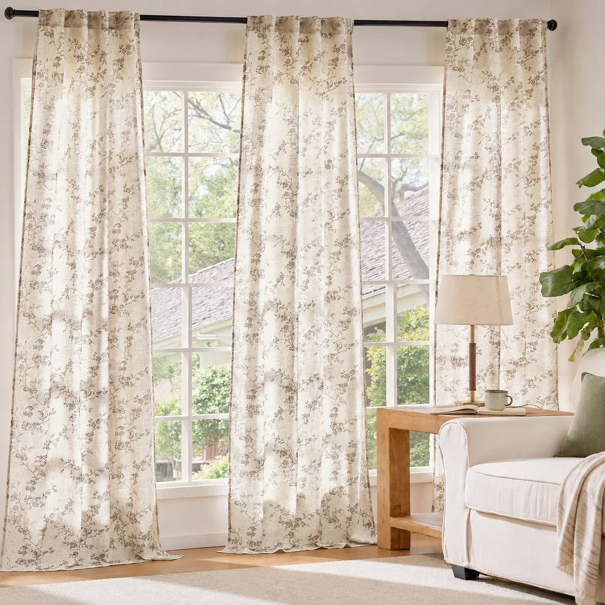 Window Curtain, Vine Blossom Linen Blend Curtains (2 Panels), Machine-Washable Care for Bedrooms, Living Rooms and Home Privacy image 10
