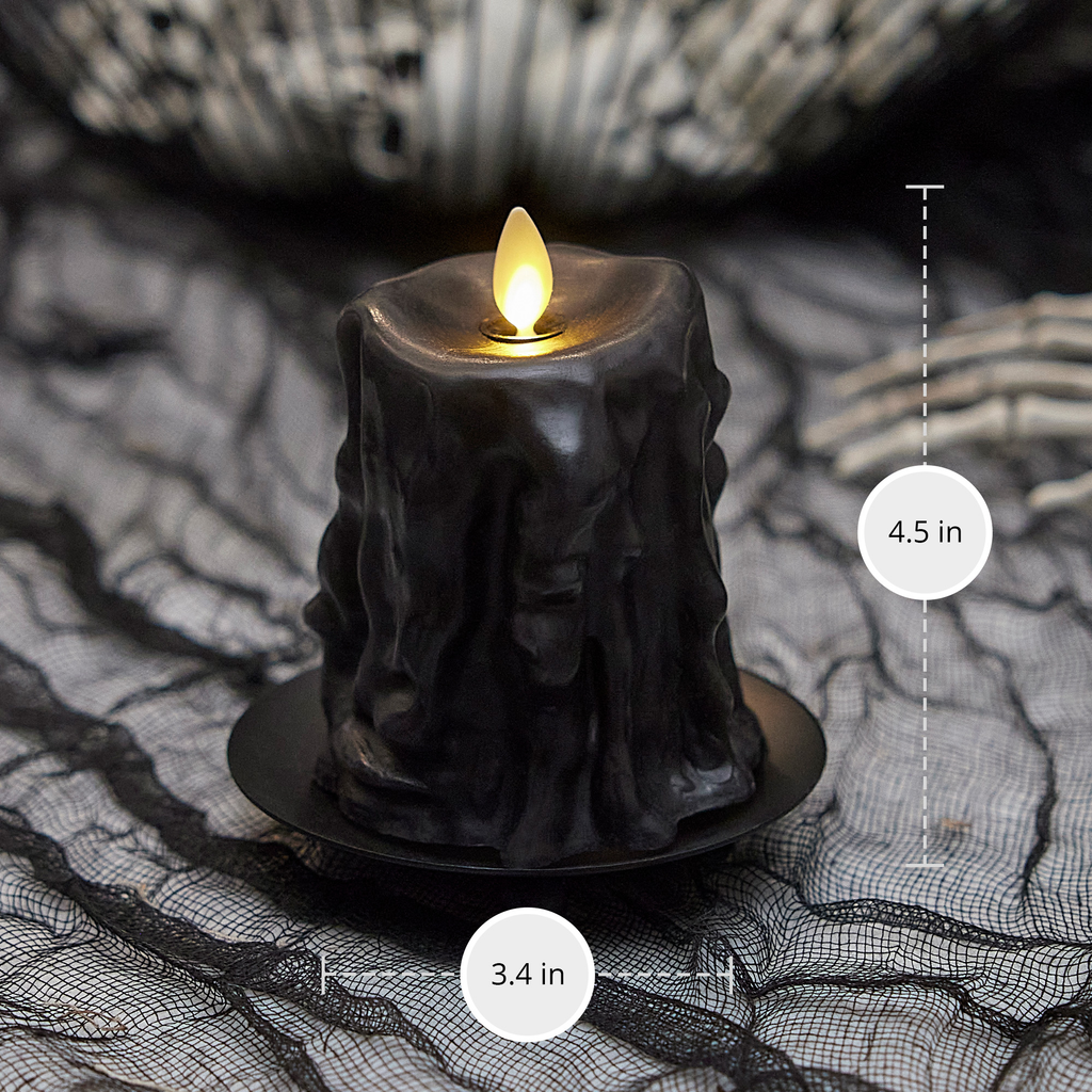 Flameless Candle, Black Heavy Wax Drip Slim Pillar for Bedrooms, Living Rooms and Everyday Candlelight Ambience, 2 Size Options image 10