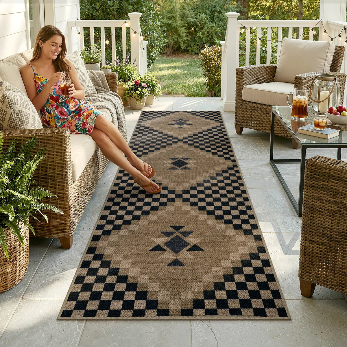 Area Rug, Lunette Washable Tribal Soft Easy Jute Black, Stain-Resistant Finish for Living Rooms, Bedrooms and Entryways, 3 Size Options image 10
