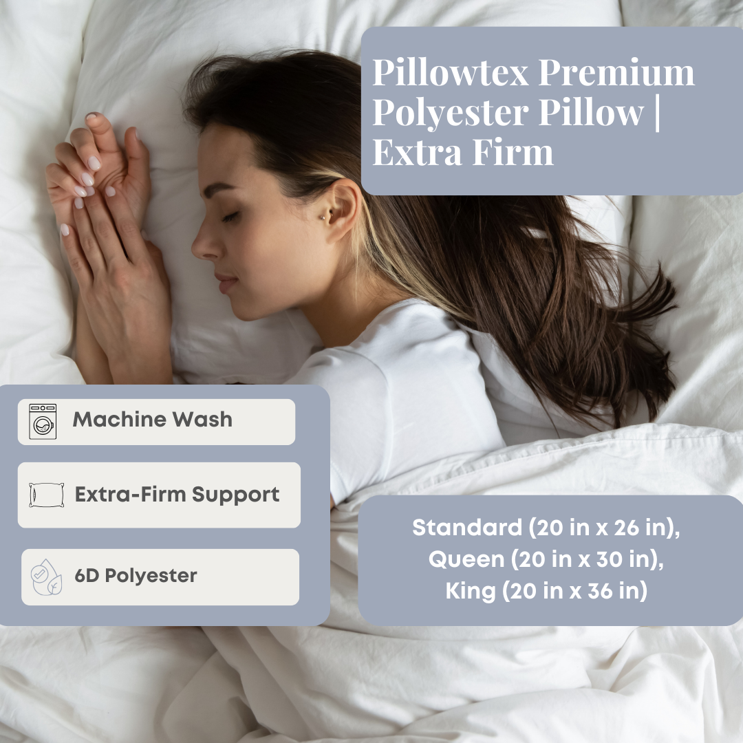 Bed Pillow, Premium Polyester Extra Firm for Sleeping, Reading and Bedroom Comfort, 3 Size Options image 10