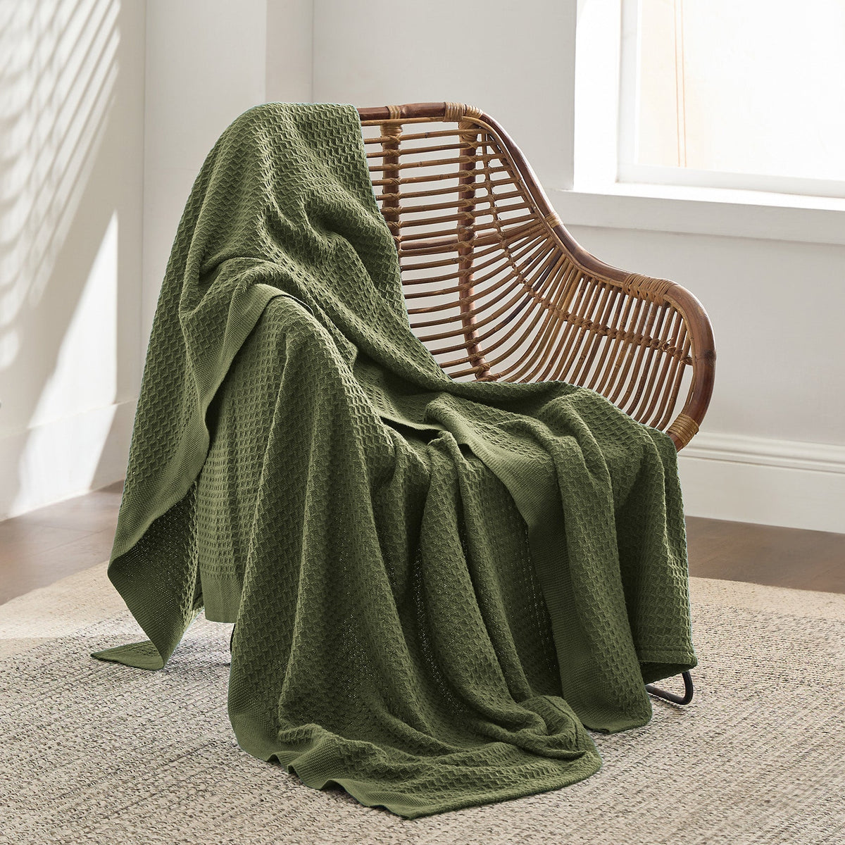 Cozy Throw Blanket, Cotton Waffle Weave, Lightweight Design, Breathable Construction for Living Rooms, Bedrooms and Everyday Lounging image 11