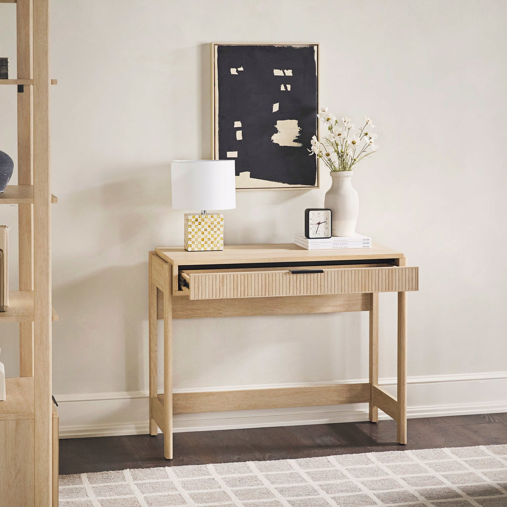 Computer Desk, Holmes Modern Scandinavian Reeded Writing for Home Offices, Computer Work and Study Spaces, 2 Color Options image 11