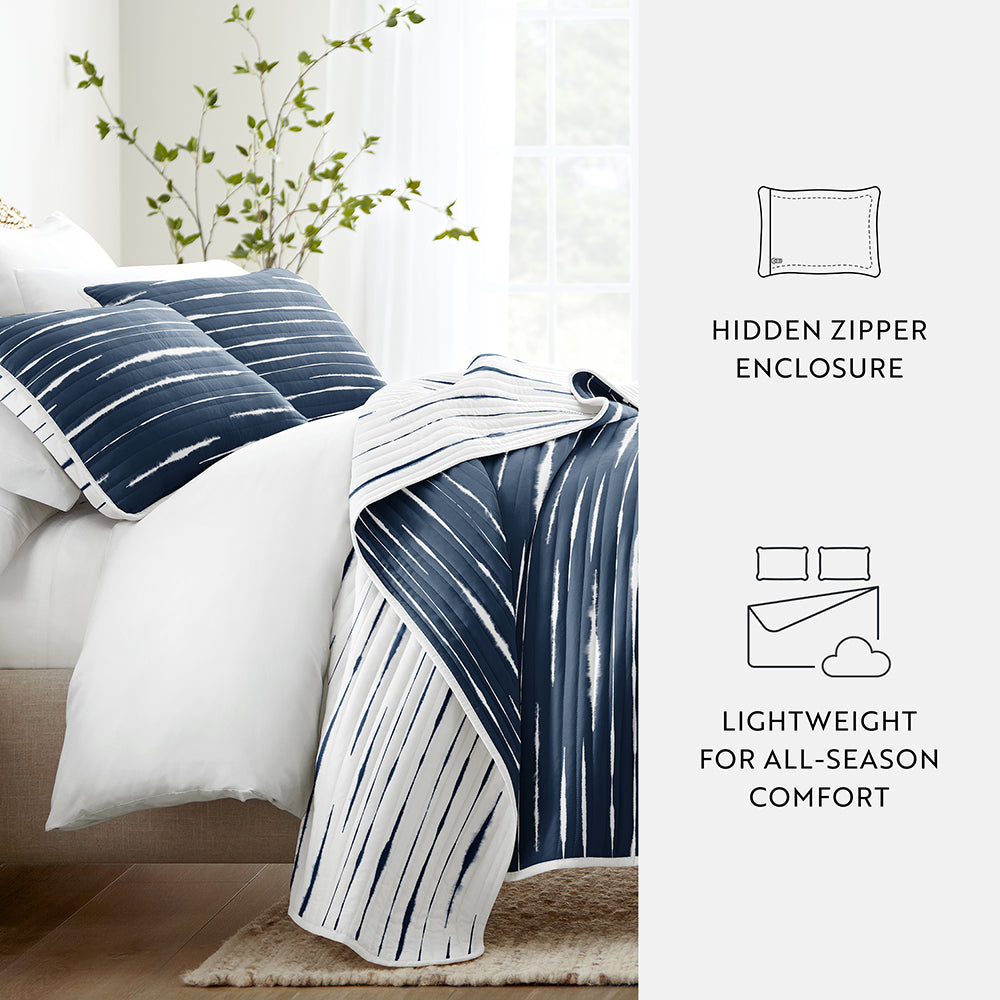 Quilted Coverlet Set, Horizon Lines Reversible for Guest Bedrooms, Layered Beds and Everyday Bedding, 3 Sizes and 2 Colors image 11