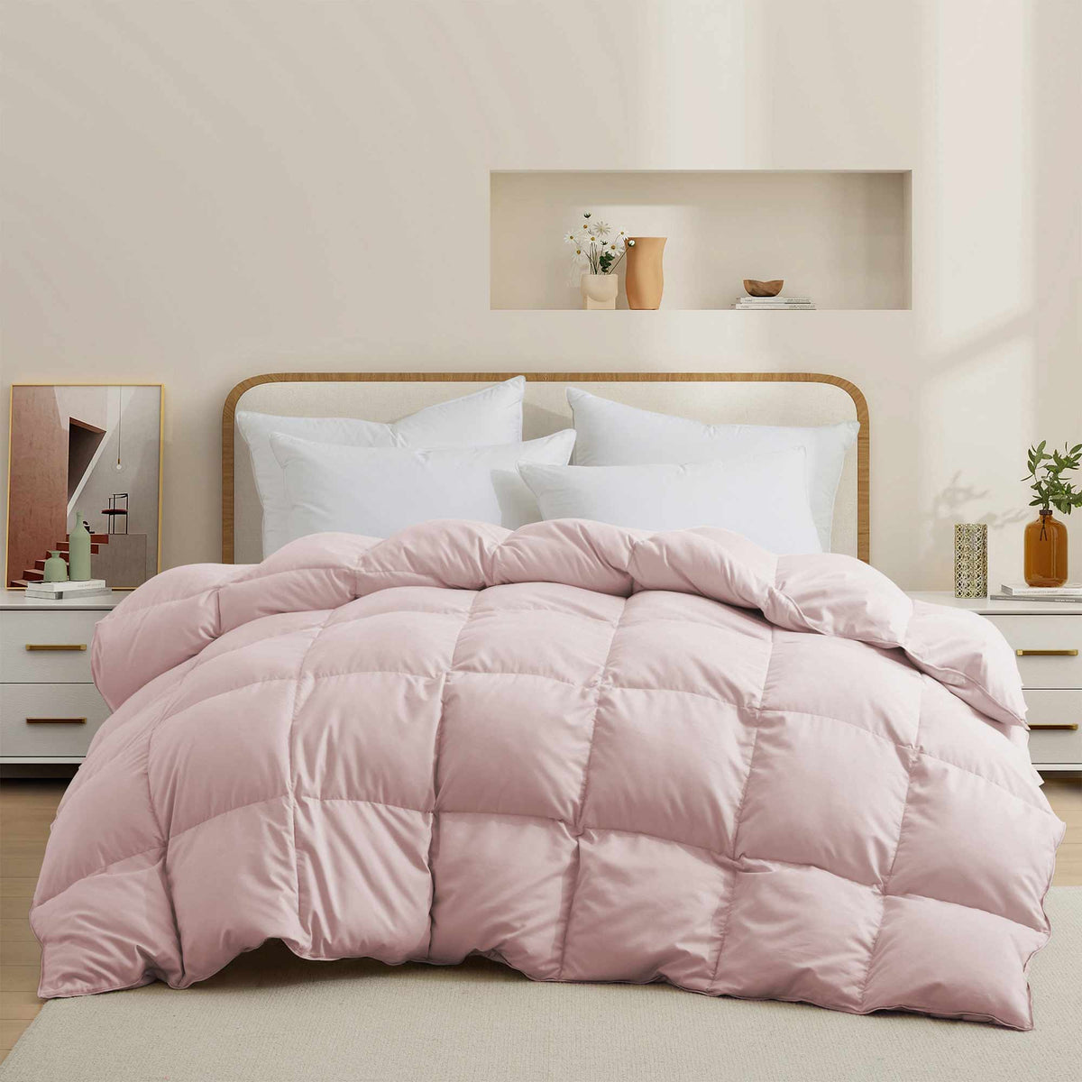 Down & Feather Comforter, Goose, Lightweight Design, Machine-Washable Care for Everyday Bedding and Comfortable Sleep, 4 Sizes and 8 Colors image 11