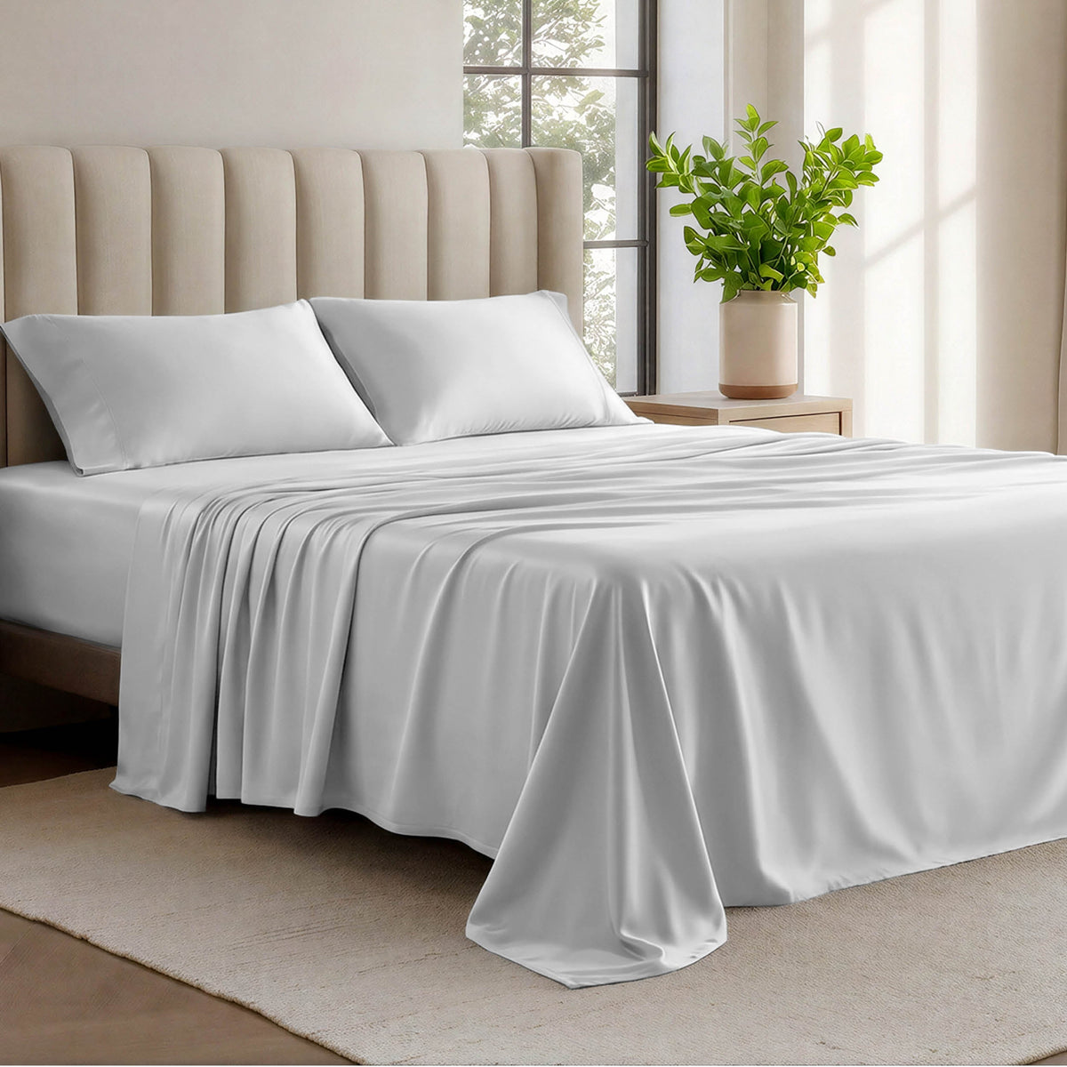 Bed Sheet Set, Organic Cotton Jersey for Master Bedrooms, Guest Beds and Daily Use, 6 Sizes and 9 Colors image 11