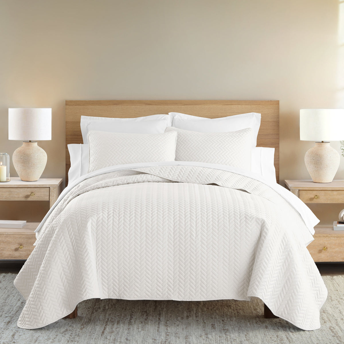 Quilted Coverlet Set, 3 Piece Herringbone for Guest Bedrooms, Layered Beds and Everyday Bedding, 3 Sizes and 6 Colors image 11