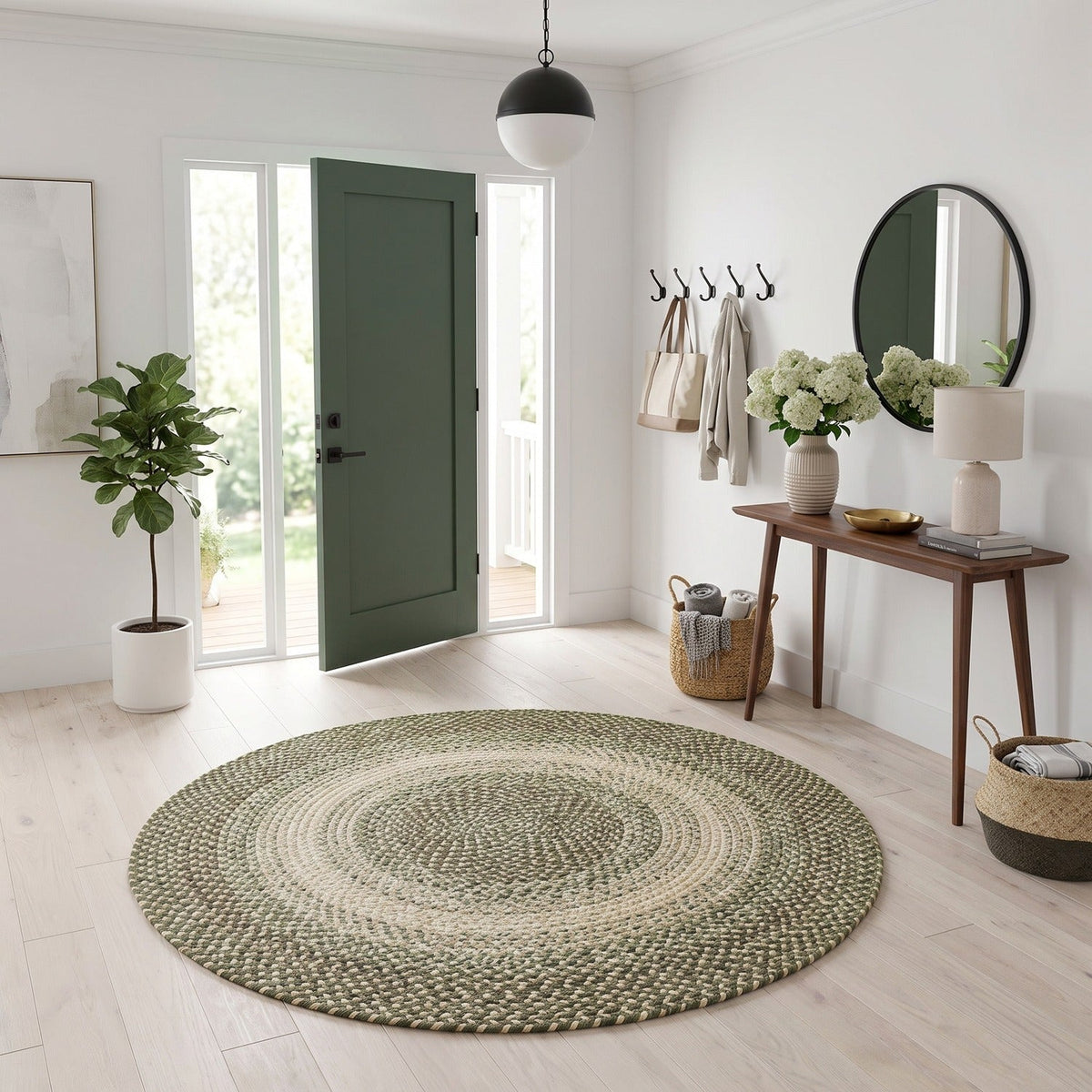 Area Rug, Ridgewood Forest Green Braided Reversible, Machine-Washable Care for Hallways, Dining Spaces and Home Decor, 14 Size Options image 11
