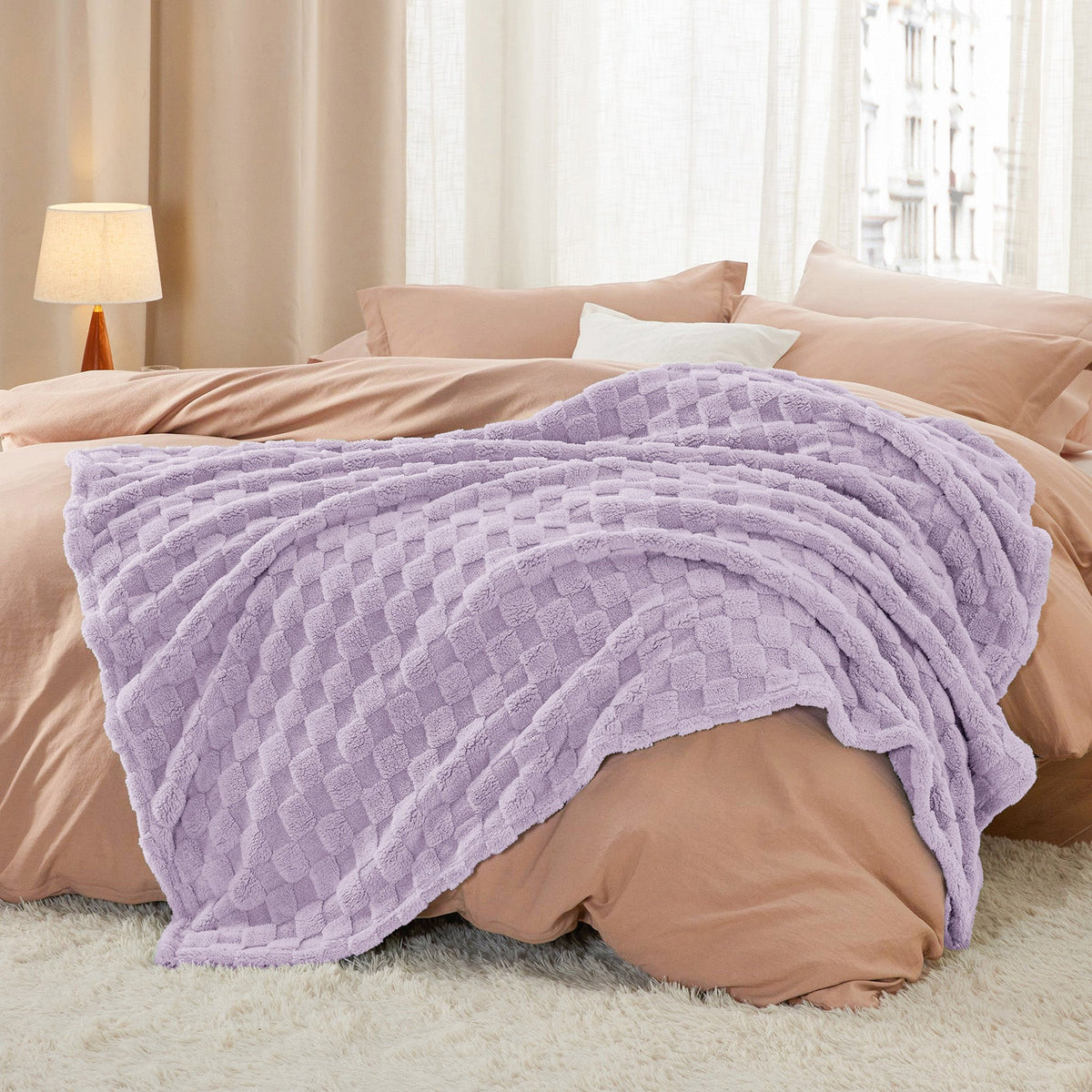 Cozy Throw Blanket, Jacquard Shaggy Sherpa for Living Rooms, Bedrooms and Everyday Lounging, 4 Sizes and 19 Colors image 11
