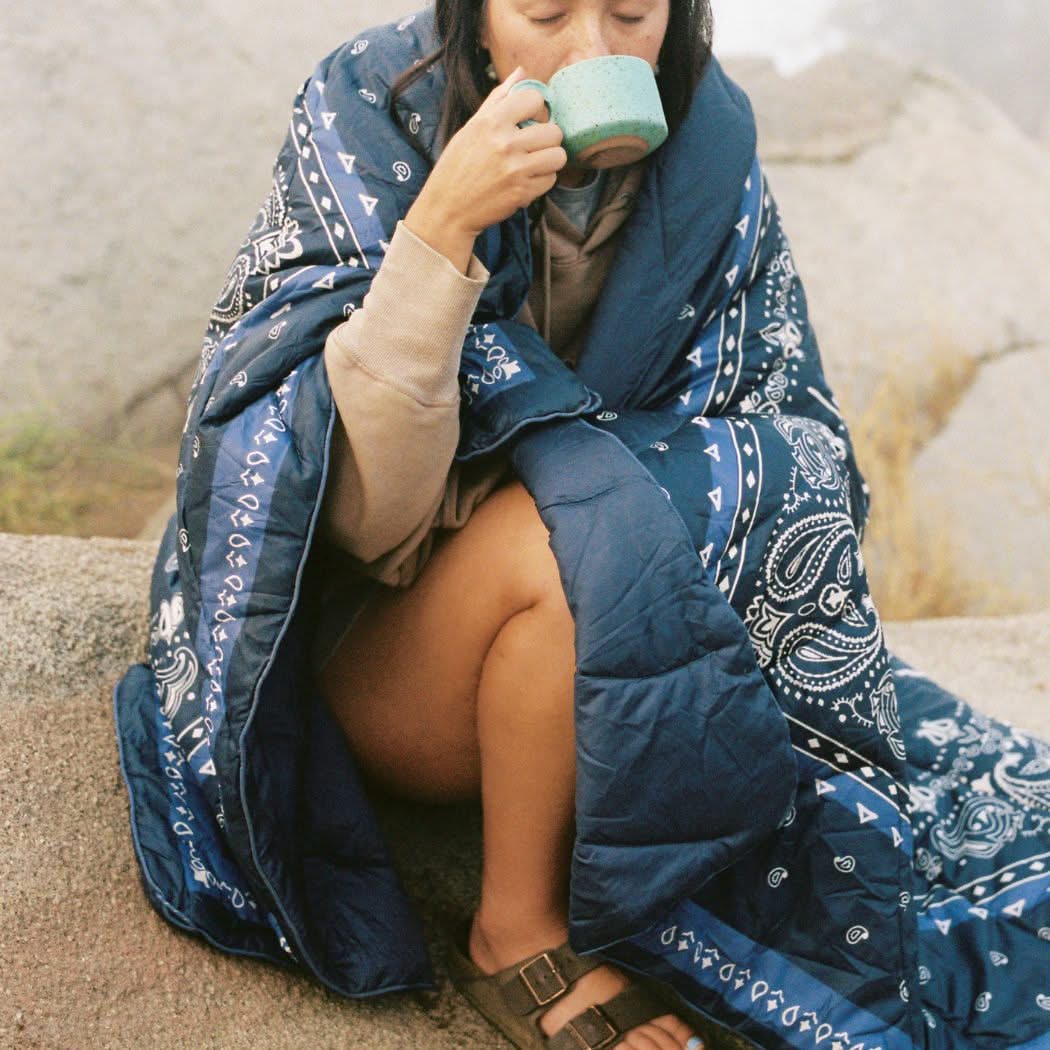 Puffy Blanket, Original Midnight Mesa Bandana, Weather-Resistant Shell for Outdoor Seating, Travel and Camping Comfort image 11