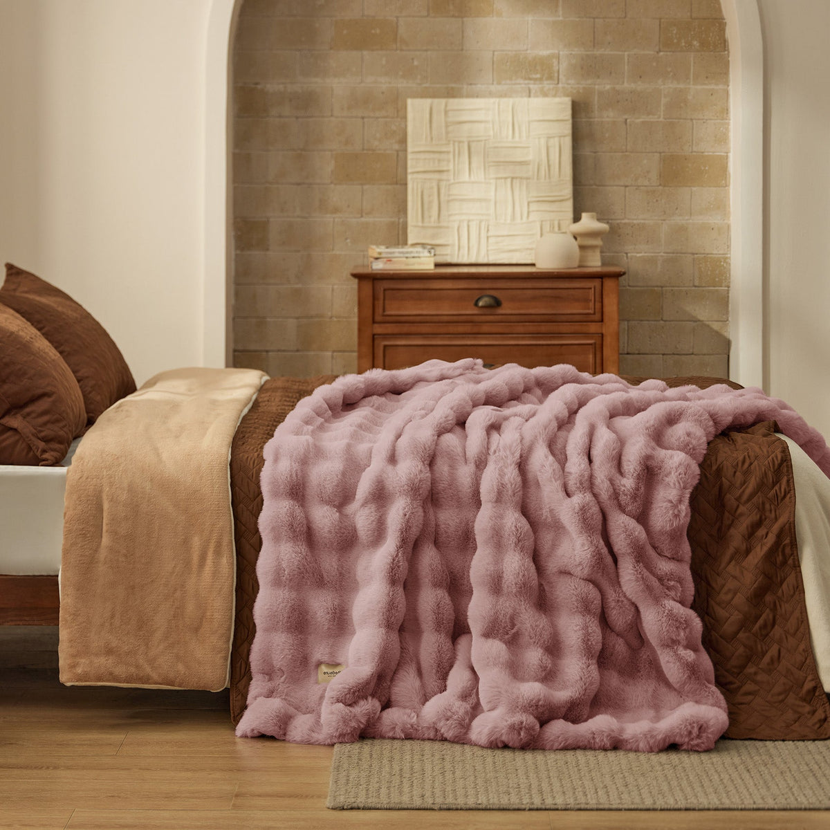 Cozy Throw Blanket, Bubble Faux Fur, Machine-Washable Care for Living Rooms, Bedrooms and Everyday Lounging, 3 Sizes and 11 Colors image 11
