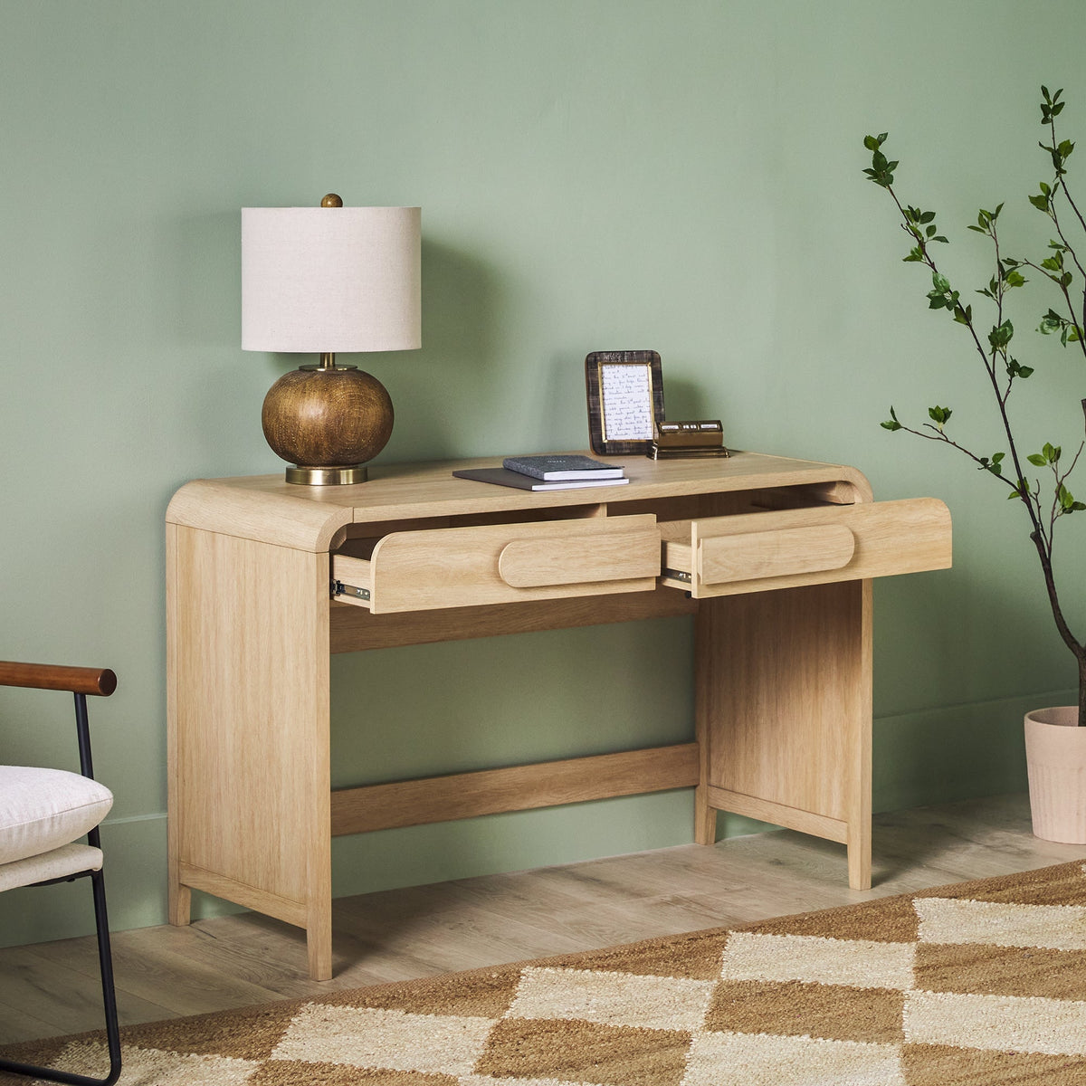 Writing Desk, Chantelle Modern Curved for Bedroom Workspaces, Home Offices and Daily Writing, 2 Color Options image 11