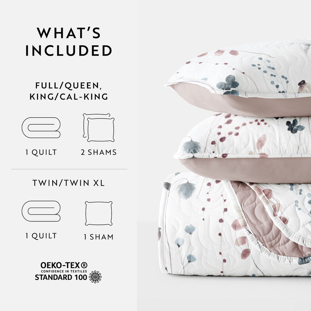 Quilted Coverlet Set, Poppy Bloom Reversible for Guest Bedrooms, Layered Beds and Everyday Bedding, 3 Size Options image 11