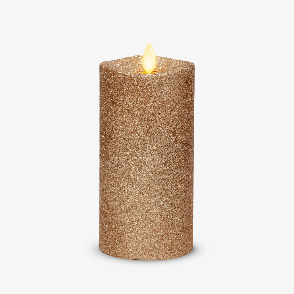 Flameless Candle, Gold Glitter Pillar for Bedrooms, Living Rooms and Everyday Candlelight Ambience, 2 Size Options image 11
