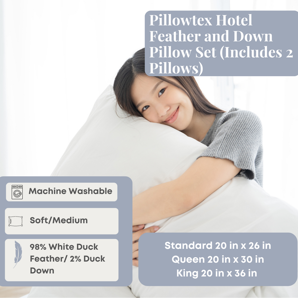 Bed Pillow, Hotel Feather and Down Set (Includes 2 ) for Everyday Sleep and Guest Room Bedding, 3 Size Options image 11
