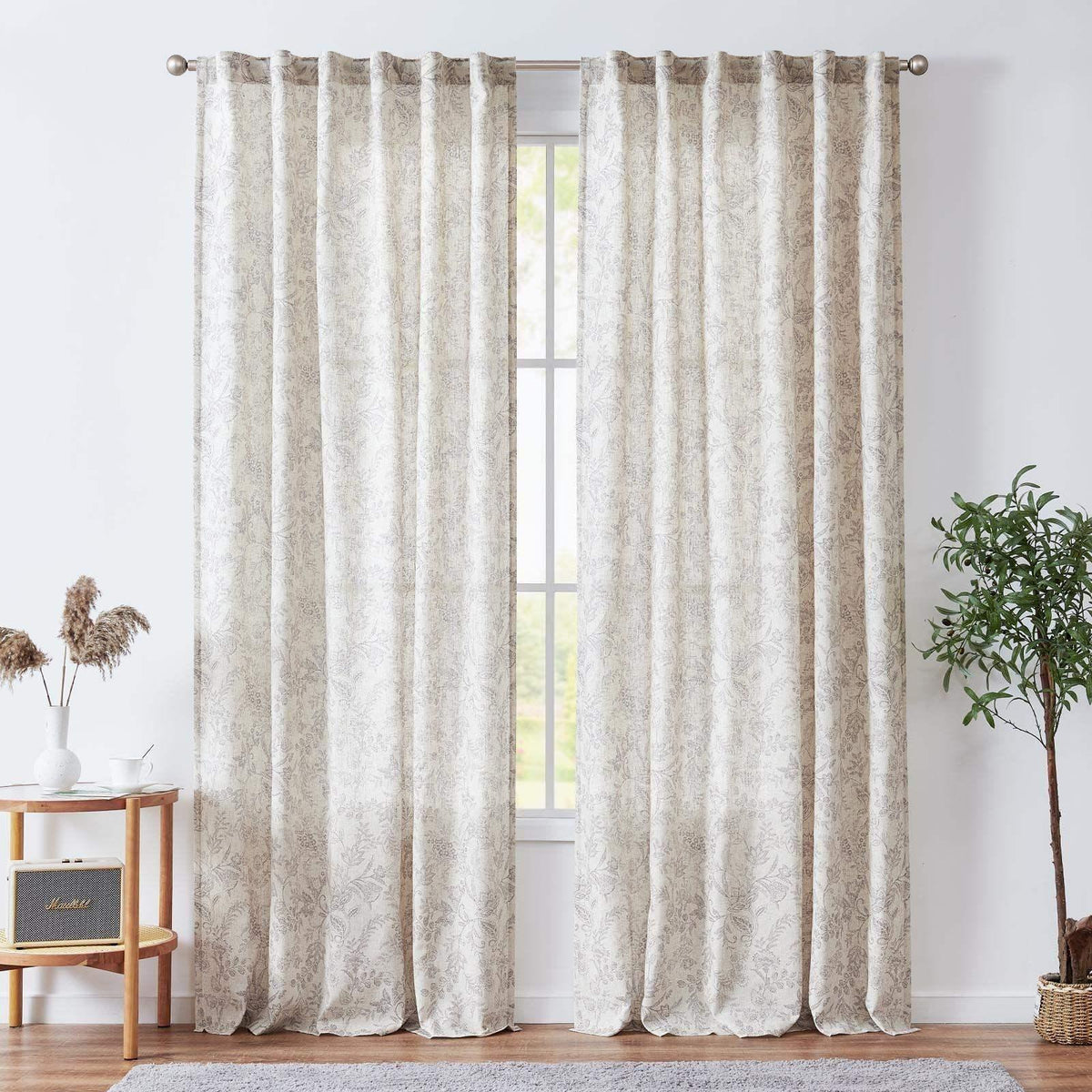 Window Curtain, Ethereal Botanical Linen Curtains (2 Panels), Lightweight Design for Windows, Room Styling and Everyday Privacy image 11