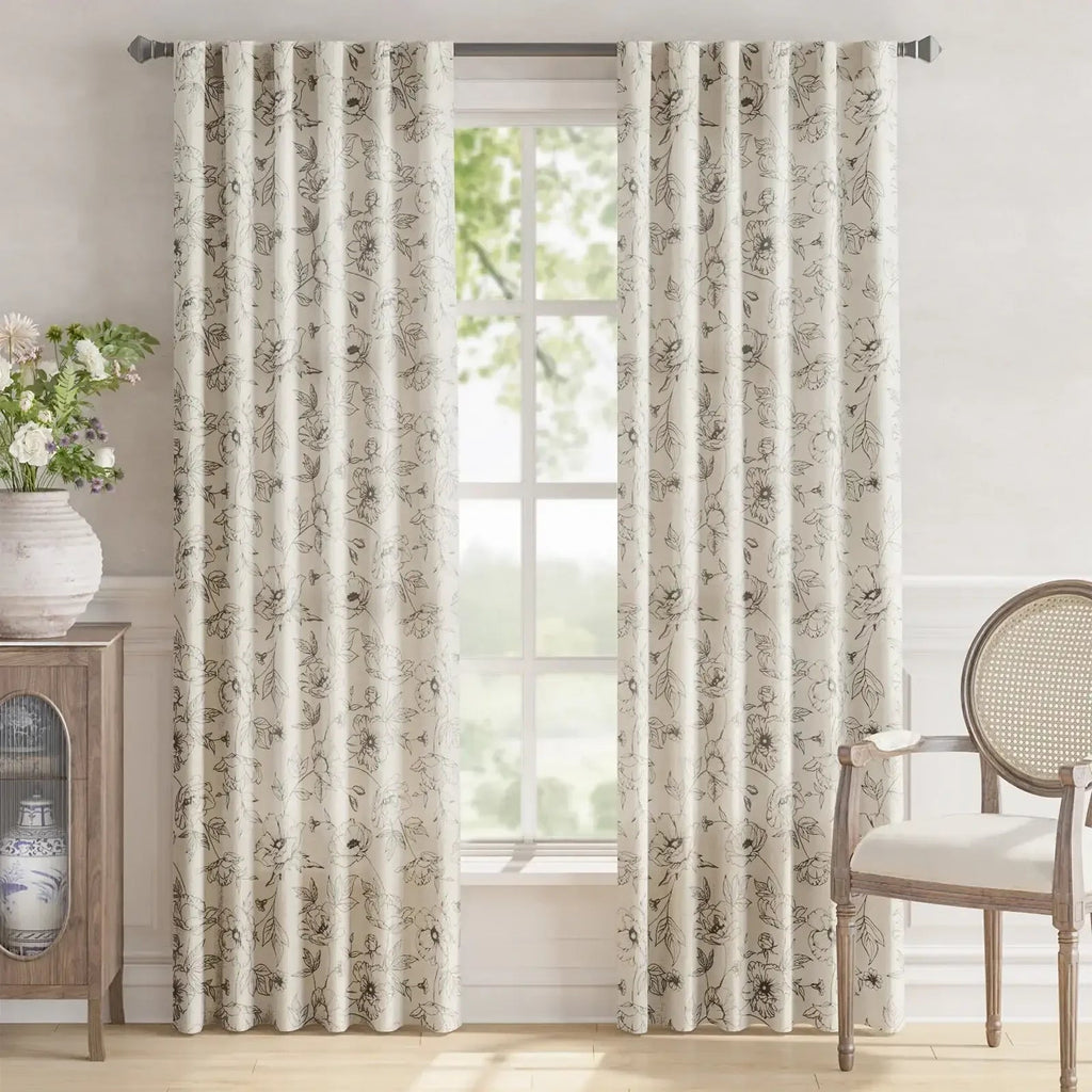 Window Curtain, Floral Linen Curtains (2 Panels), Lightweight Design for Windows, Room Styling and Everyday Privacy, 3 Sizes and 5 Colors image 11