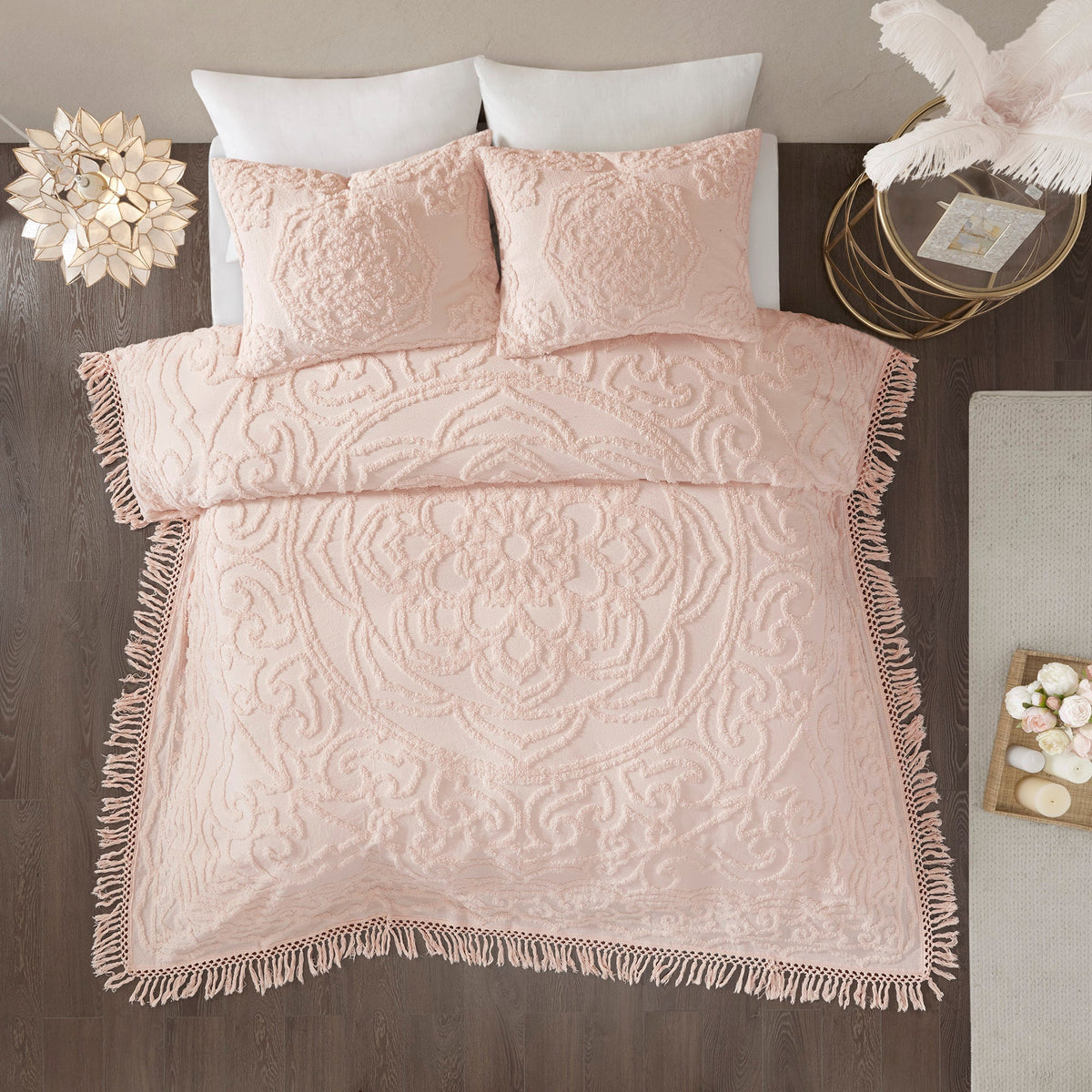 Bed Quilt, Laetitia Tufted Cotton Chenille Medallion, Machine-Washable Care for Bedroom Layering and Everyday Bedding, 3 Size Options image 11