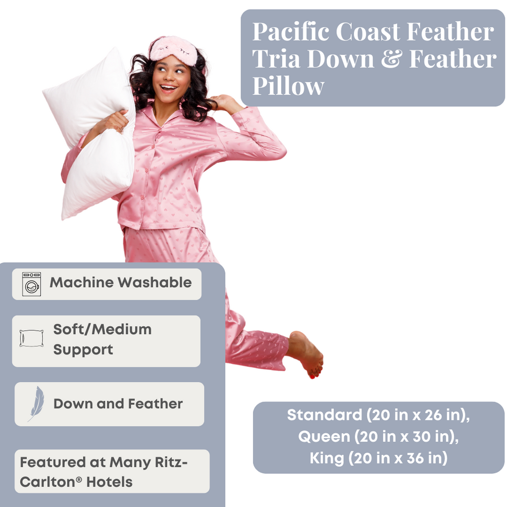 Bed Pillow, Tria Down & Featured at Many Ritz Carlton, Hypoallergenic Comfort for Sleeping, Reading and Bedroom Comfort, 4 Size Options image 11