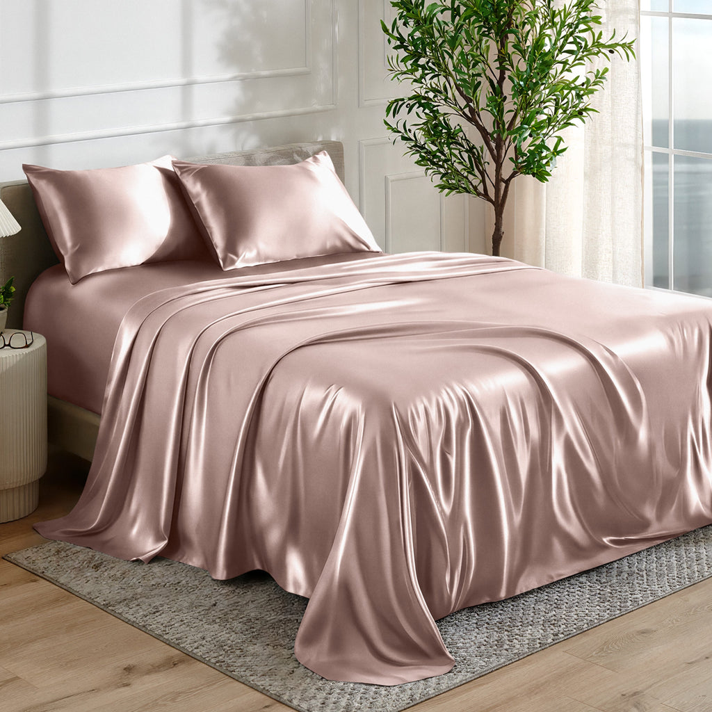Bed Sheet Set, Satin for Everyday Bedroom Comfort and Guest Rooms, 7 Sizes and 6 Colors, Designed for Everyday Home Use image 11