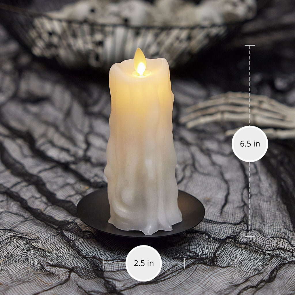 Flameless Candle, White Heavy Wax Drip Slim Pillar for Mantels, Entryways and Holiday Displays, 2 Size Options image 11