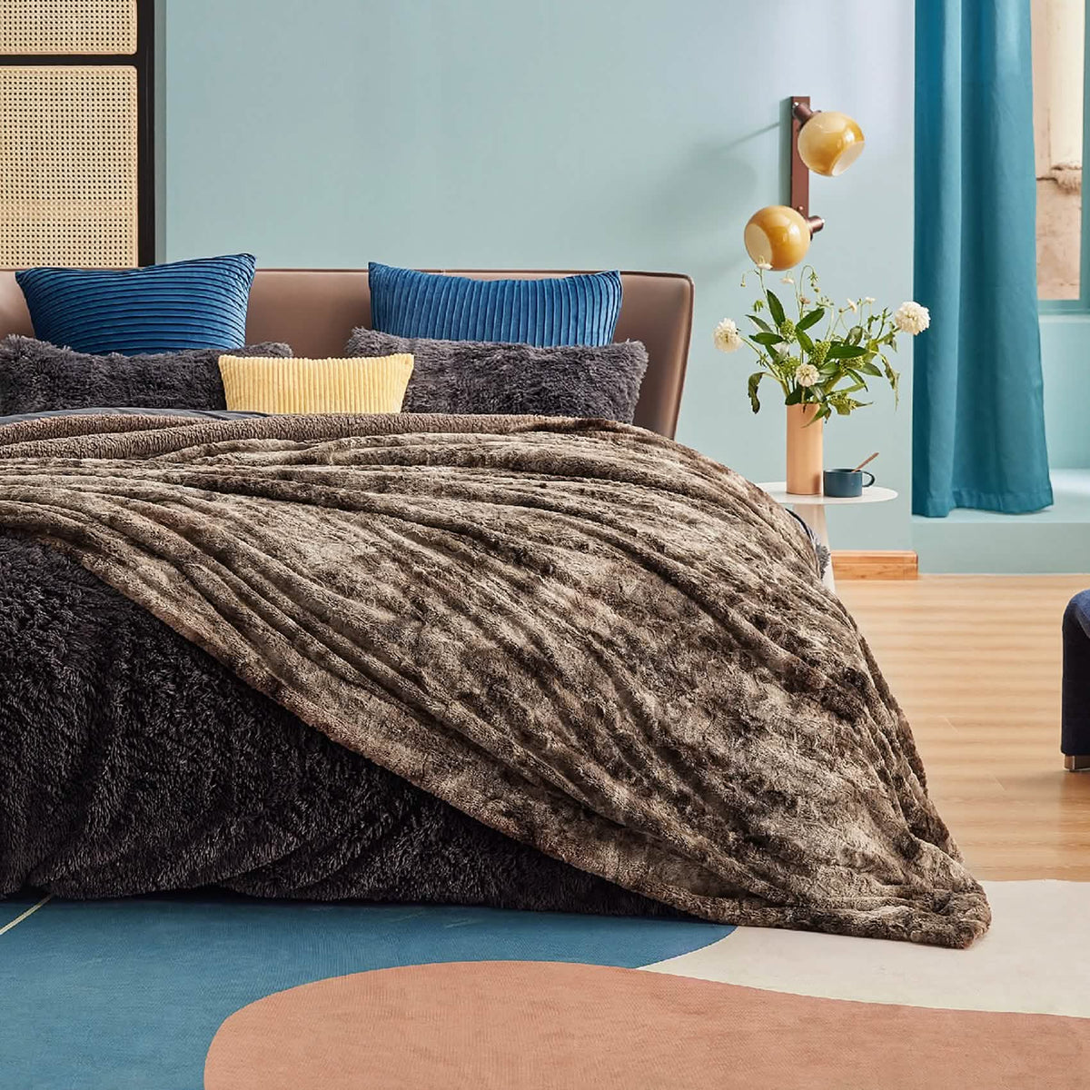 Cozy Throw Blanket, Faux Fur Sherpa Fleece for Sofas, Beds and Relaxing at Home, 4 Sizes and 10 Colors image 11