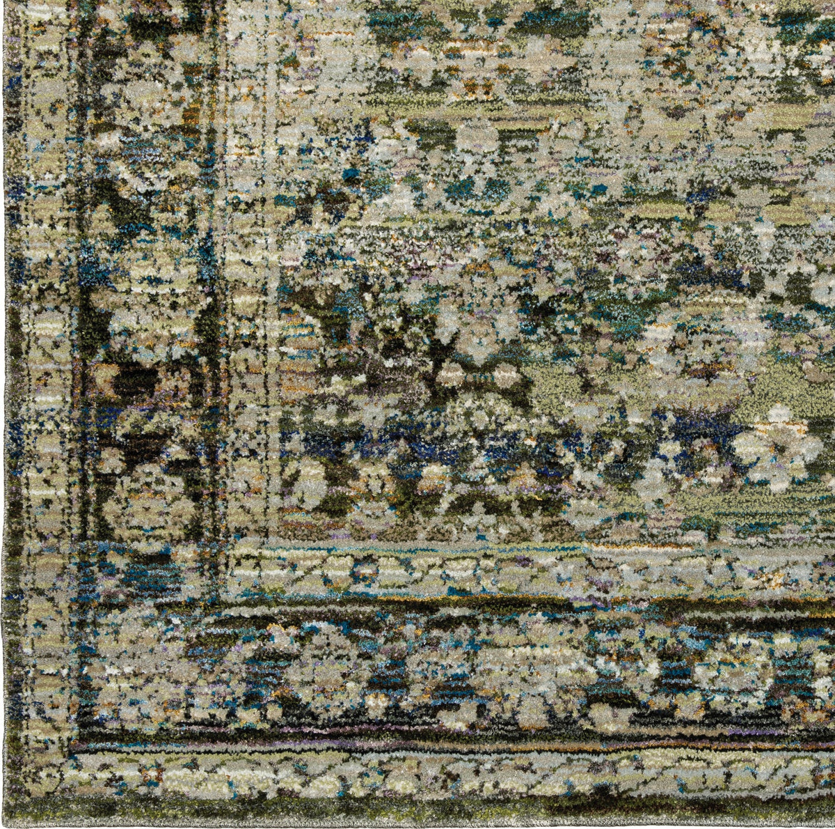 Area Rug, Andorra 7125C Green Brown for Living Rooms, Bedrooms and Entryways, 11 Size Options image 11