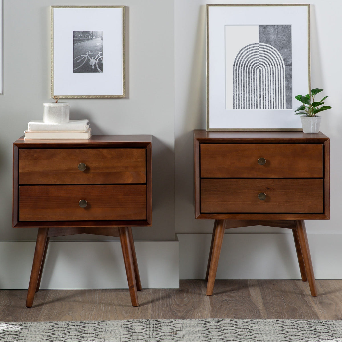 Nightstand, Mid Century Solid Wood Collection 1 or 2 for Bedrooms, Bedside Essentials and Everyday Storage, 2 Color Options image 11