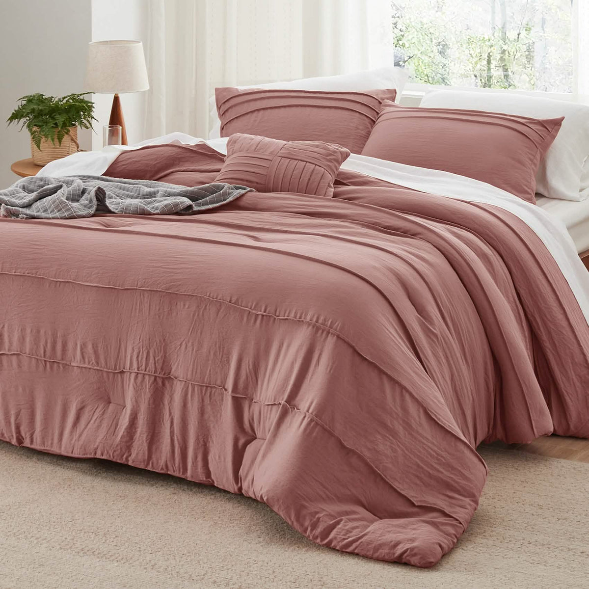 Bed Comforter, Pinch Pleat Set for Year-Round Bedroom Comfort and Restful Sleep, 5 Sizes and 19 Colors image 11
