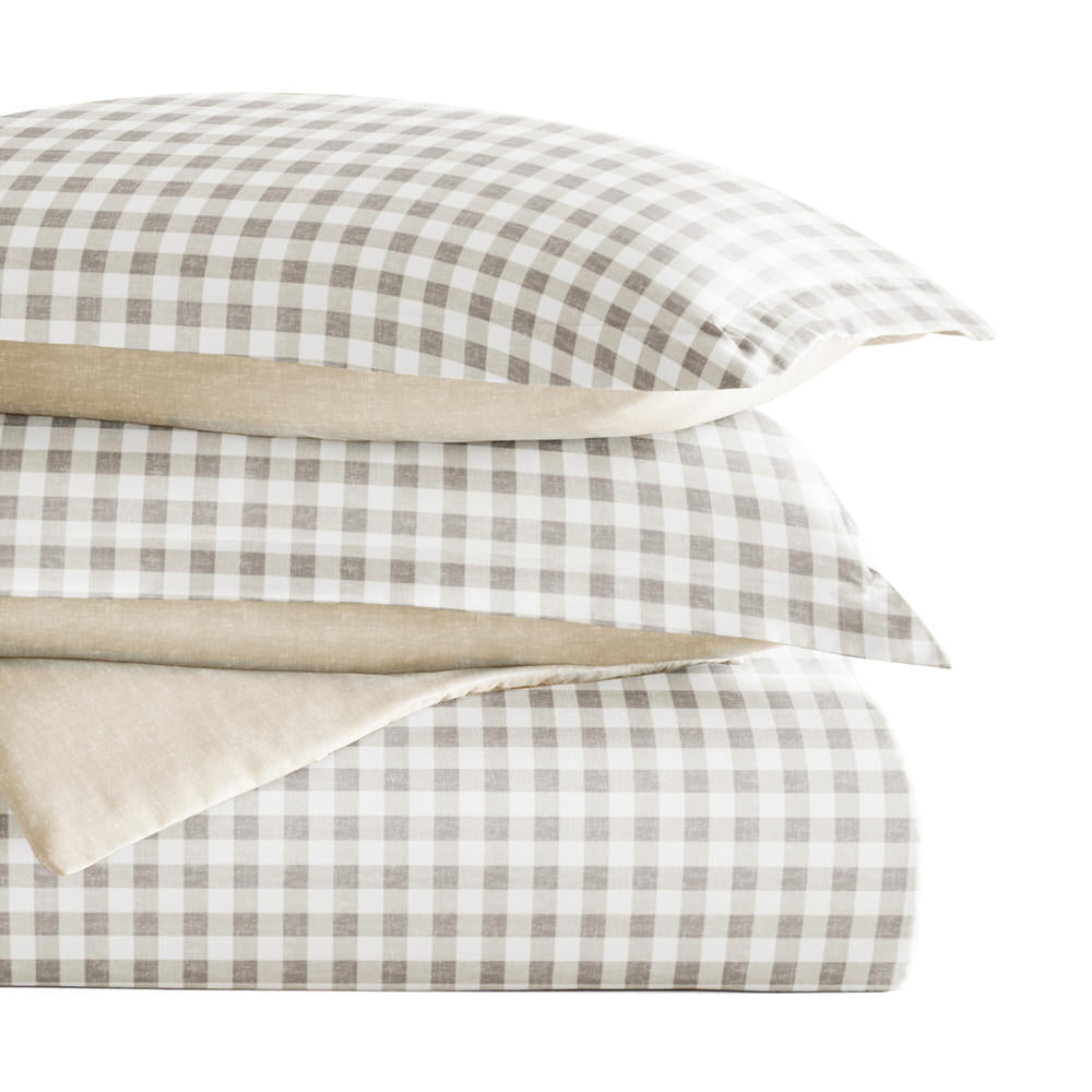 Duvet Cover Set, Gingham Check Pattern 3 Piece Reversible for Guest Rooms and Everyday Bedroom Styling image 11