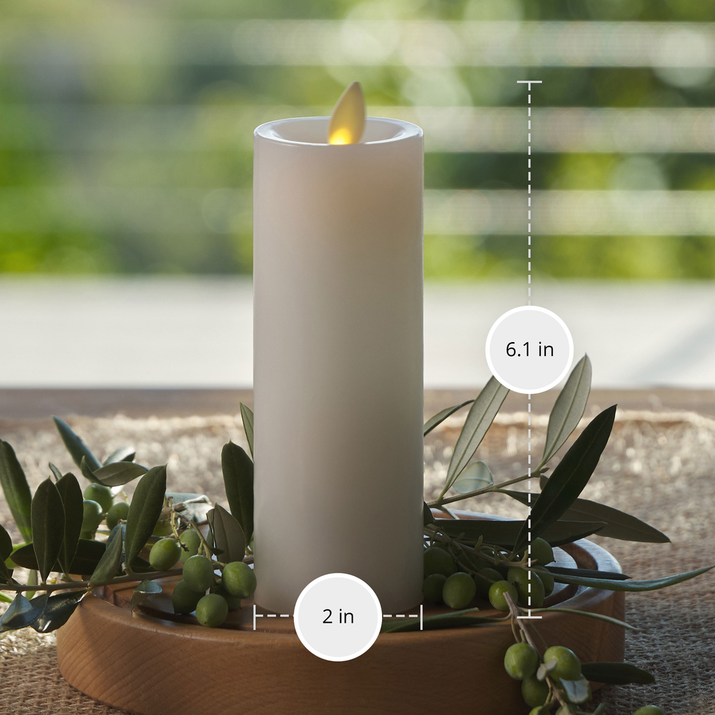 Flameless Candle, White Slim Pillar Recessed Top for Mantels, Entryways and Holiday Displays, 3 Size Options image 11