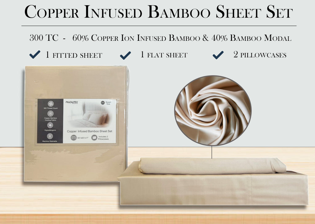 Bed Sheet Set, Copper Infused Bamboo Antimicrobial, Cooling, Lightweight Design for Everyday Bedroom Comfort and Guest Rooms image 11