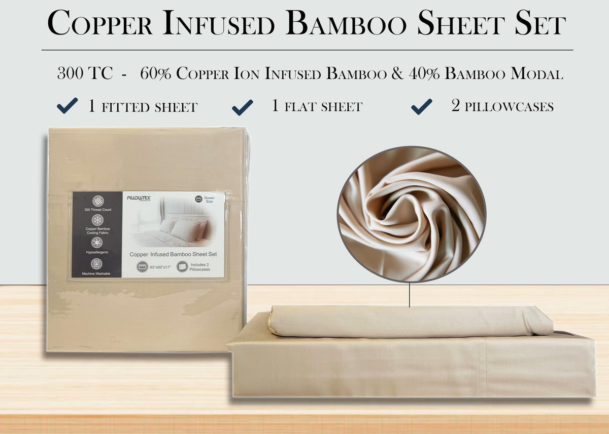 Bed Sheet Set, Copper Infused Bamboo Antimicrobial, Cooling, Lightweight Design for Everyday Bedroom Comfort and Guest Rooms image 11