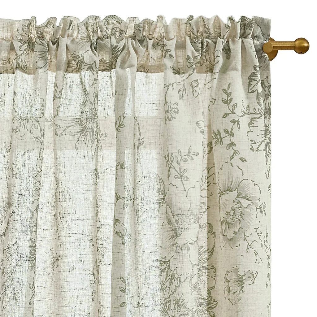 Window Curtain, Black Floral Swag Linen Kitchen Curtains (2 for Bedrooms, Living Rooms and Home Privacy, 3 Sizes and 3 Colors image 12